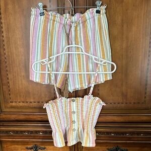 Striped Multicolor Women's Shorts Set
